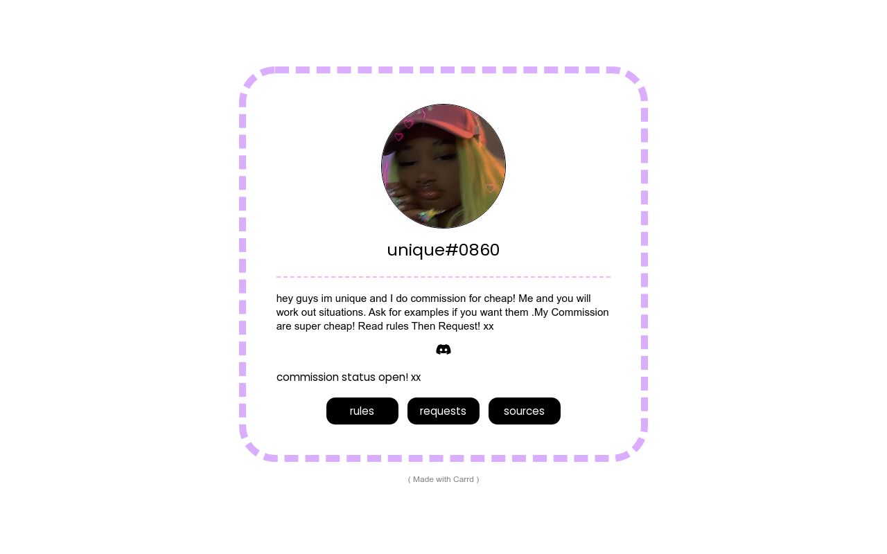 Carrd profile picture for @unique